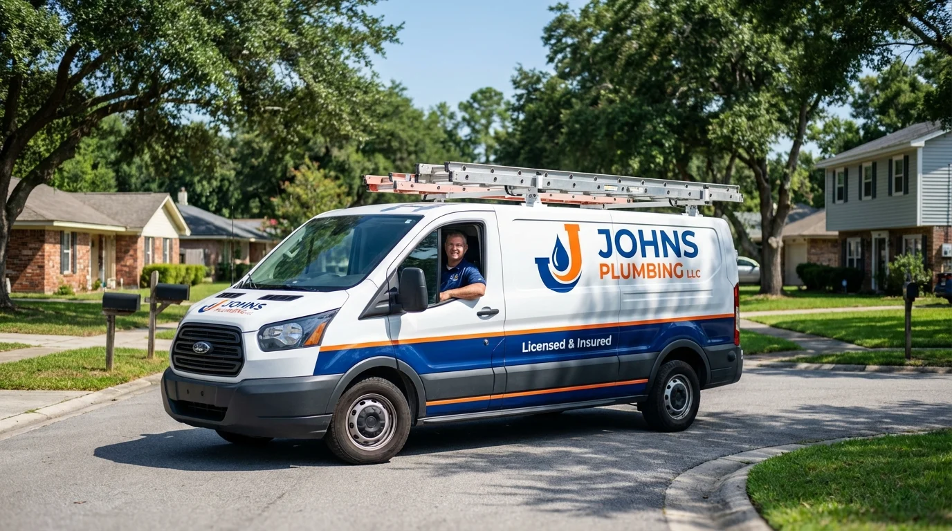 Johns Plumbing LLC service van in Sharpsville, PA
