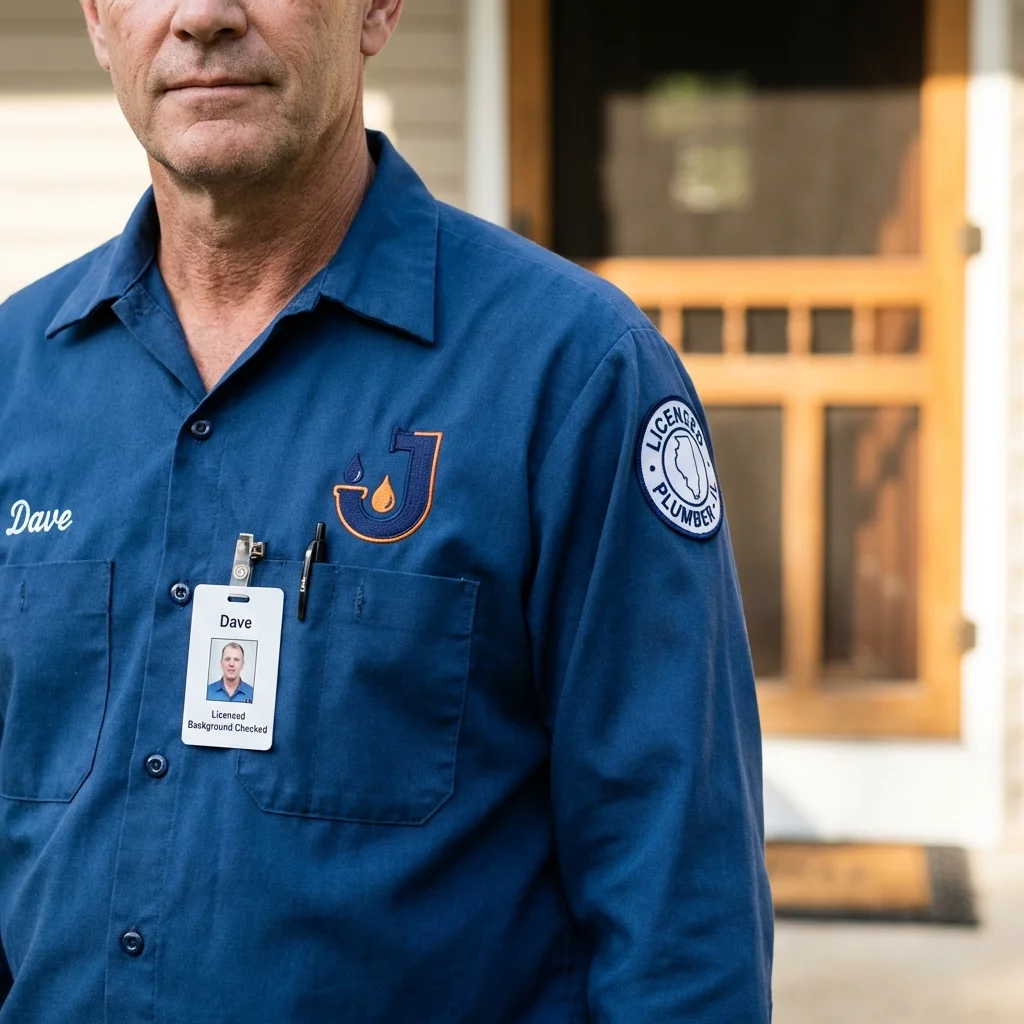 Licensed plumber showing ID badge in Sharpsville, PA