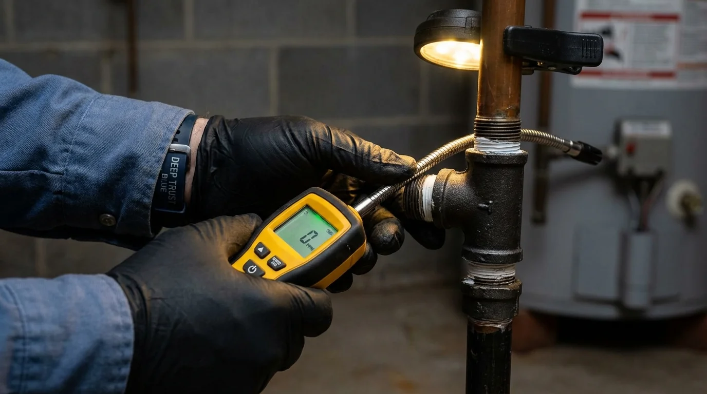 Gas leak detection with electronic sniffer by Johns Plumbing LLC in Sharpsville